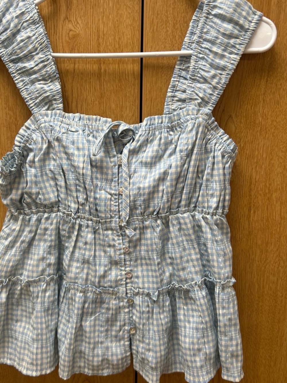 Rewind Blue Gingham Ruffle-Tier Sundress
